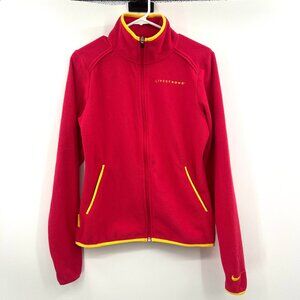 Nike Live Strong Red Yellow Fleece Full Zip Jacket Women's Small